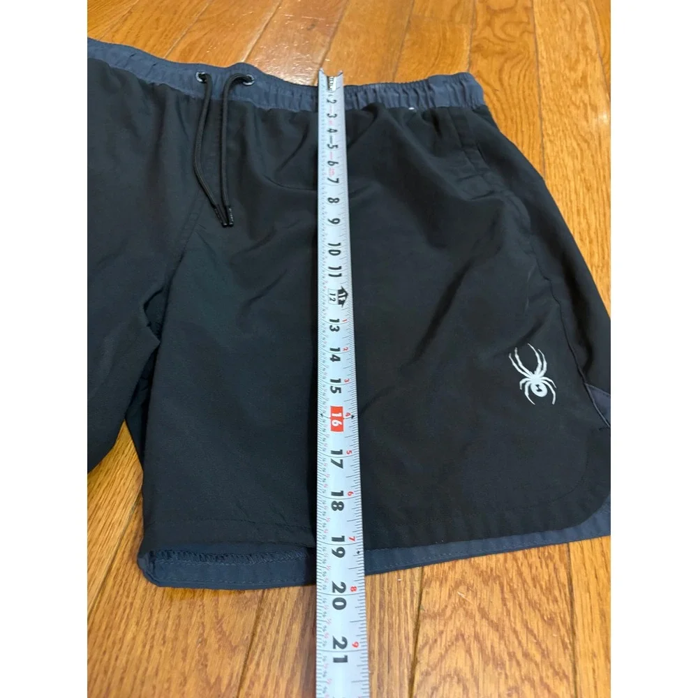 Spyder Swim Trunks Mens XXL Black Gray Mesh Lined Board Shorts 7 Inch Inseam